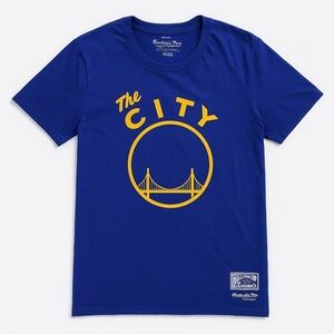 Mitchell & Ness Golden State Warriors Royal Blue with golden state bridge
